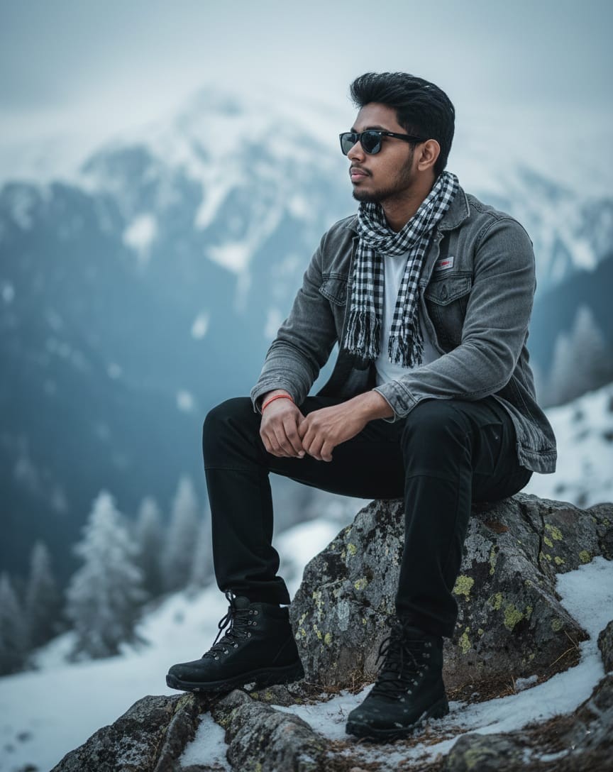 Shubhankar Basak at snow Mountain